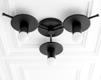 Black Ceiling Light - Geometric Lighting - 3 Light Ceiling Light - Dining Room Light - Model No. 9526