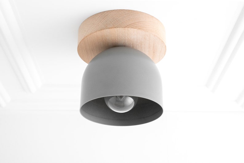 White Ceiling Light - Wood Light Fixture - Flush Mount Lighting - Modern Ceiling Fixture - Lighting - Model No. 1107 image 3