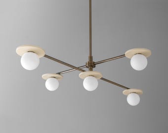 Chandelier Light-Chandelier 5 Shades-Antique Brass Light - Model No. 4550