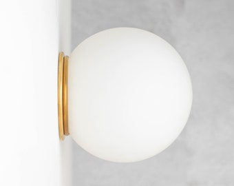 8in Globe Sconce - Satin Globe - Flush Mount Sconce - Ceiling Light - Wall Lighting - Model No. 4037