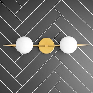 Brass Light Fixture - Vanity Light - Glass Globe Vanity - Wall Sconce - Luxury Lighting - Model No. 4006
