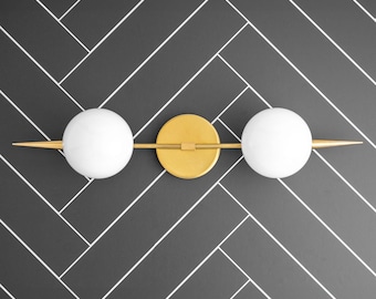 Brass Light Fixture - Vanity Light - Glass Globe Vanity - Wall Sconce - Luxury Lighting - Model No. 4006
