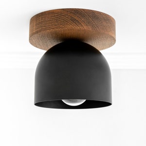 Oak Finish Wood Ceiling Light Minimalist Lighting Farmhouse Lighting Scandinavian Light Model No. 1107 Oak Finish/Black