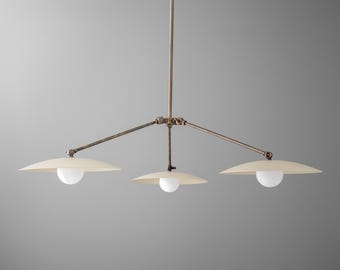 Pointing Down - Chandelier Light-Antiqued Brass Light- Cream Chandelier - Model No. 7015