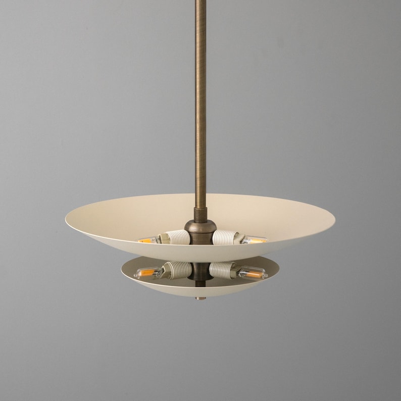 Chandelier Light-Antique Brass Light-Cream Chandelier-Ceiling Light - Model No. 3434 image 3