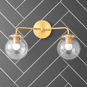Glass Globe Vanity - Brass Vanity Light - Wall Lamp - Wall Light - Wall Sconce - Model No. 1287