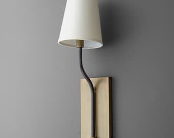 Sconce Light-Brass Wall Sconce-Curved Arm Lamp-Modern Wall Light - Model No. 9714