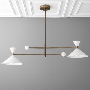 Chandelier Light-Articulating Lamp-Adjustable Lamp-Light Fixture - Model No. 2160 Antique Brass/White