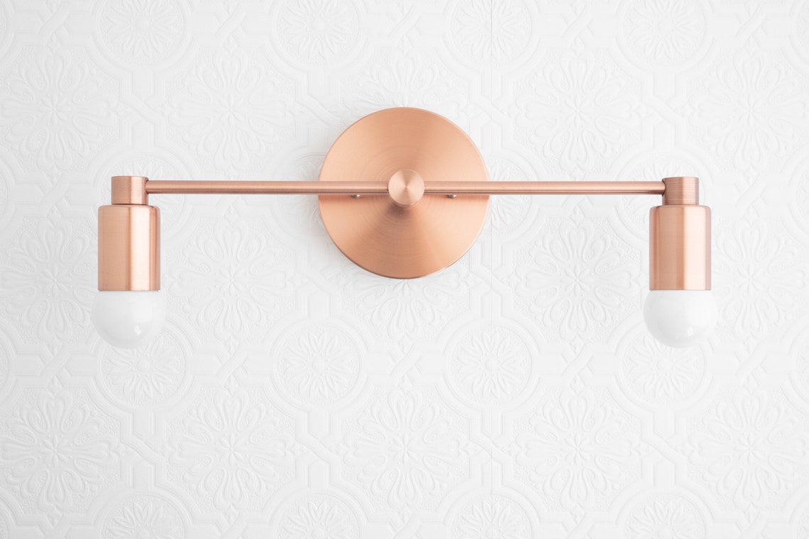 Brushed Copper Light Copper Vanity Light Bathroom Lighting Etsy