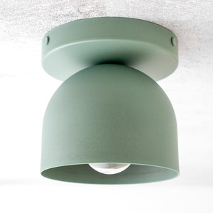 Mint Green Ceiling Light - Flat Gray Fixture - Beige Ceiling Light - Earthy Color Tones - Model No. 1107