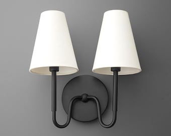 Sconce Light-Modern Wall Sconce-Double Sconce Lamp-Black Metal Sconce - Model No. 5265