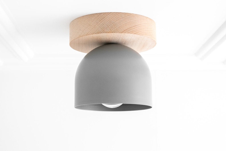 White Ceiling Light - Wood Light Fixture - Flush Mount Lighting - Modern Ceiling Fixture - Lighting - Model No. 1107 image 2