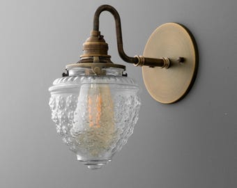 Sconce Light - Brass Sconce - Wall Sconce - Glass Sconce - Model No. 1136