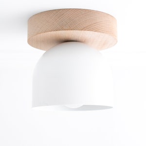 White Ceiling Light - Wood Light Fixture - Flush Mount Lighting - Modern Ceiling Fixture - Lighting - Model No. 1107