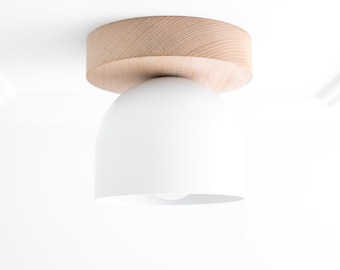 White Ceiling Light - Wood Light Fixture - Flush Mount Lighting - Modern Ceiling Fixture - Lighting - Model No. 1107