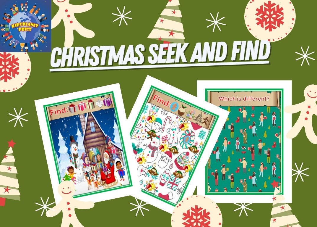 Christmas Seek and Find: A Hidden Picture Worksheets for Kids | Etsy