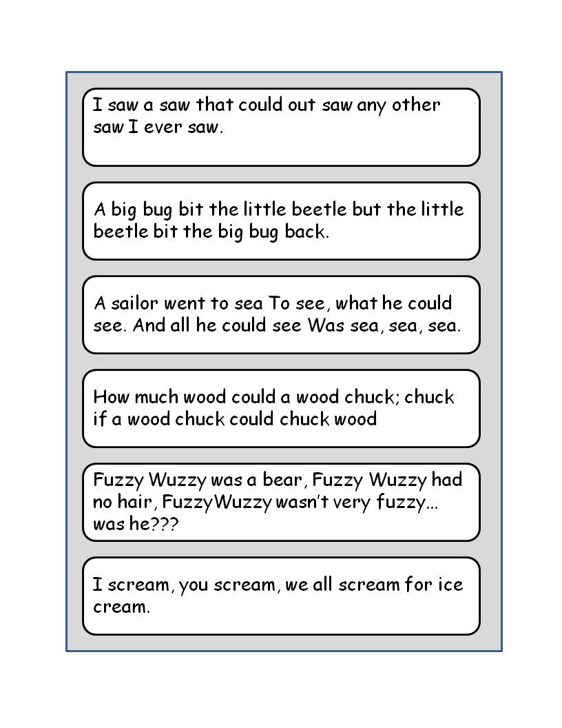 15 Pages of Printable Tongue Twisters for Kids - Etsy
