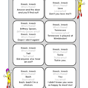 Printable Knock Knock Jokes for Kids (Instant Download) - Etsy