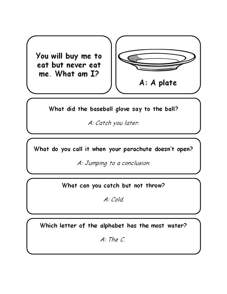 Mini Riddle Print Printable Riddles for Kids!! / 16pages - Etsy