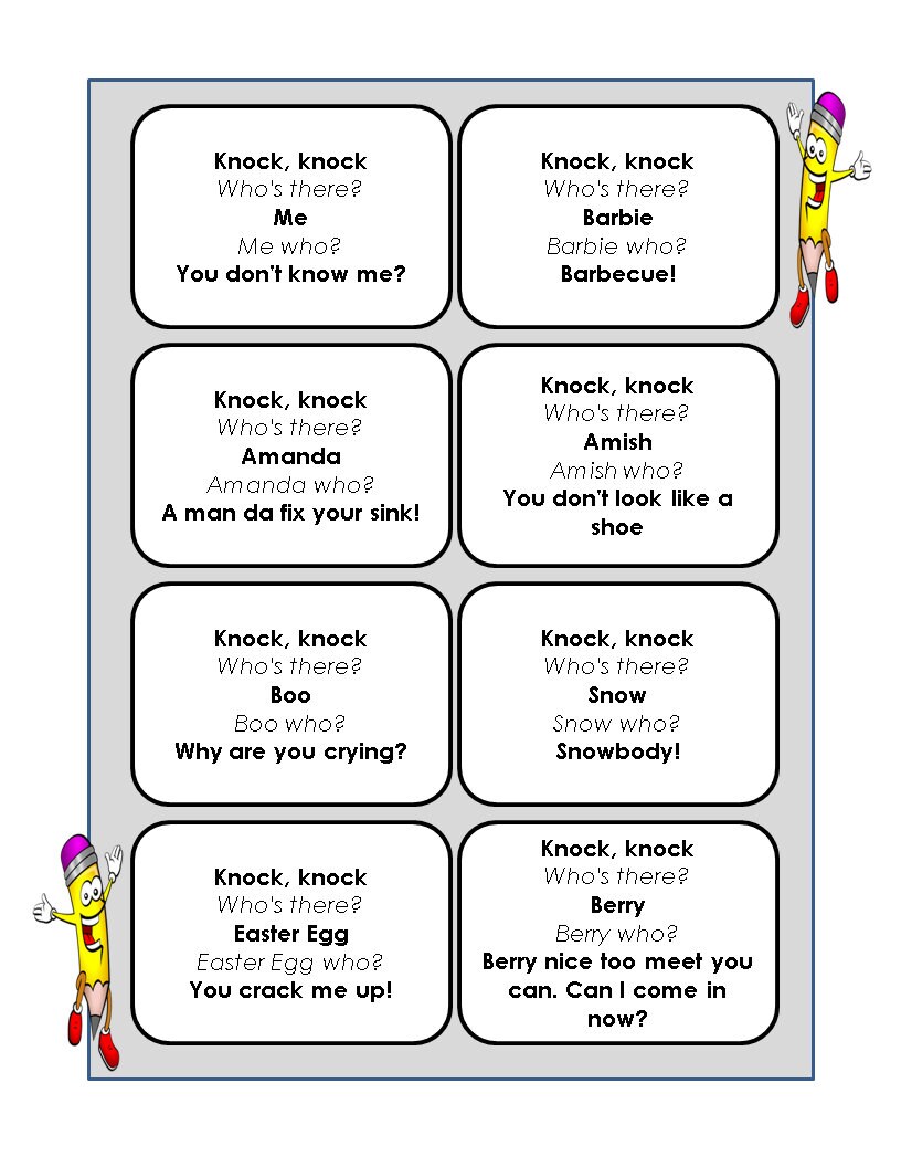 Printable Knock Knock Jokes for Kids - Etsy UK