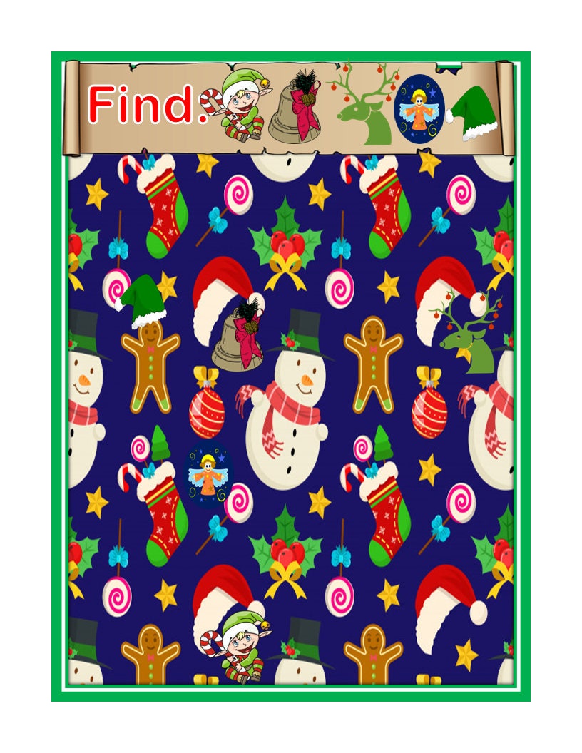 Christmas Seek and Find: A Hidden Picture Worksheets for Kids | Etsy