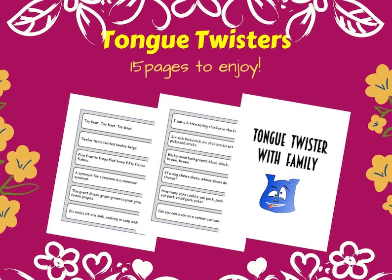 15 Pages of Printable Tongue Twisters for Kids - Etsy