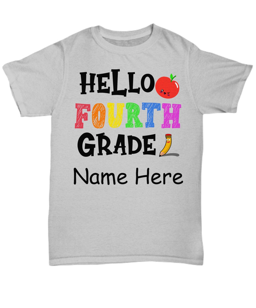 T-shirt Tee to Back Day Etsy Grade Teachers Students - Hello Shirt Grade School School for First Personalized of or Fourth 4th