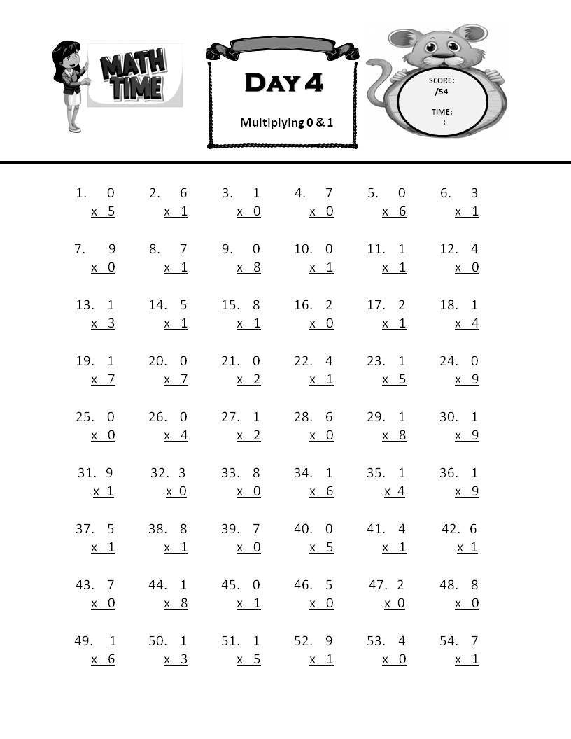 Test Day Math Essential Math- 100 Days of Timed Test Multiplication: Math Drills for ...