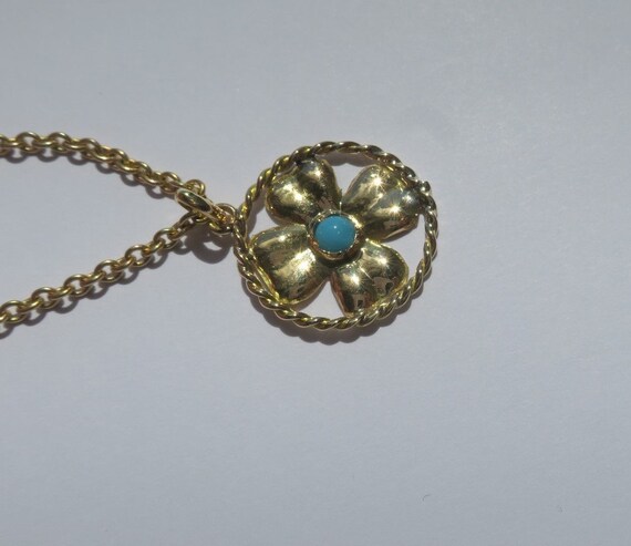 Vintage lucky pendant four-leaf clover solid gold… - image 4