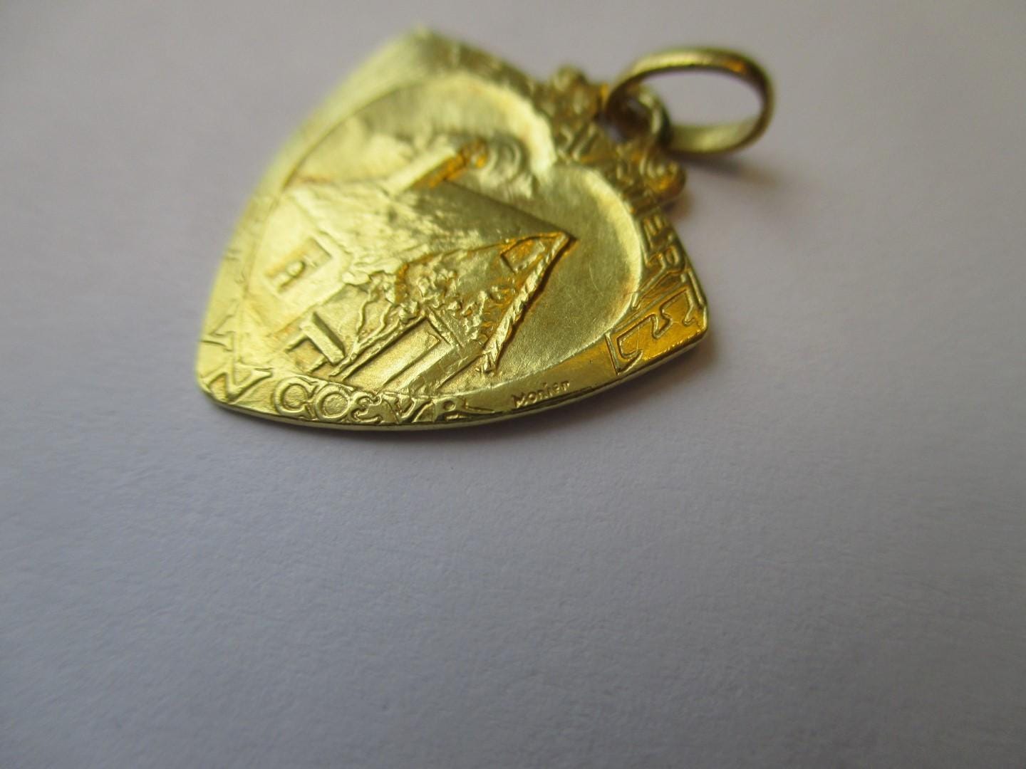 Pendentif Ancien Art Nouveau En Or 18 Carats - Cœur Chaumière Par Émile Monier - Pièce Unique Vintage