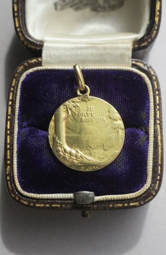 Très rare pendentif médaille ancien « Je porte bon
