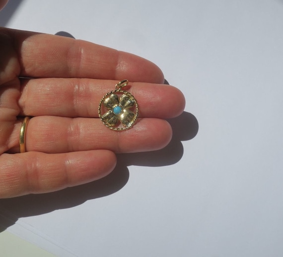 Vintage lucky pendant four-leaf clover solid gold… - image 7