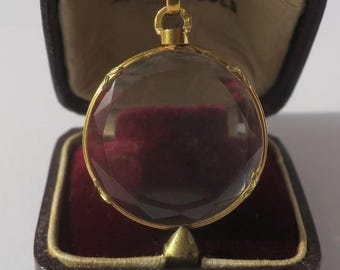 Antiker Foto-Medaillon-Anhänger – 18 Karat Roségold mit gekreuzten Bändern – Facettiertes Glas – Personalisierbare Botschaft aus Frankreich