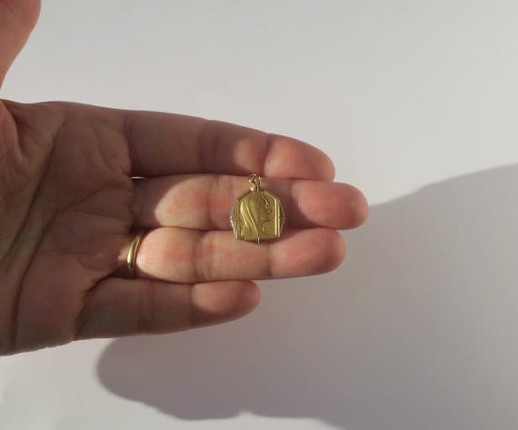 Médaille pendentif ancien octogonale Vierge Marie… - image 7