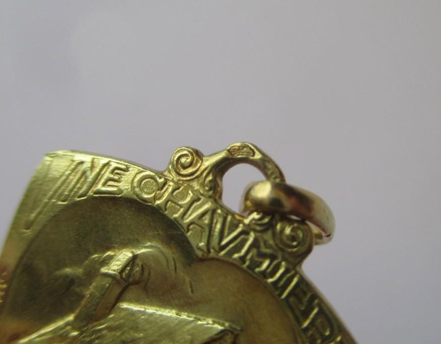 Pendentif Art Nouveau Ancien En Or 18 Carats - Emile MONIER - Cœur Et Chaumière - Occasion Très Bon état