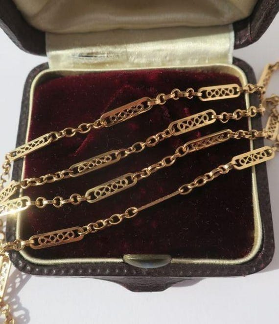 Collier Ancien En Argent Massif Filigrane - Chaîne Maille Ajourée - Orfèvre C.V. - Occasion Très Bon état