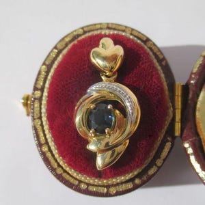 18k Two-Tone Solid Gold Love Charm Pendant - 0.60ct Natural Sapphire Heart Bail - Sentimental Jewelry Gift