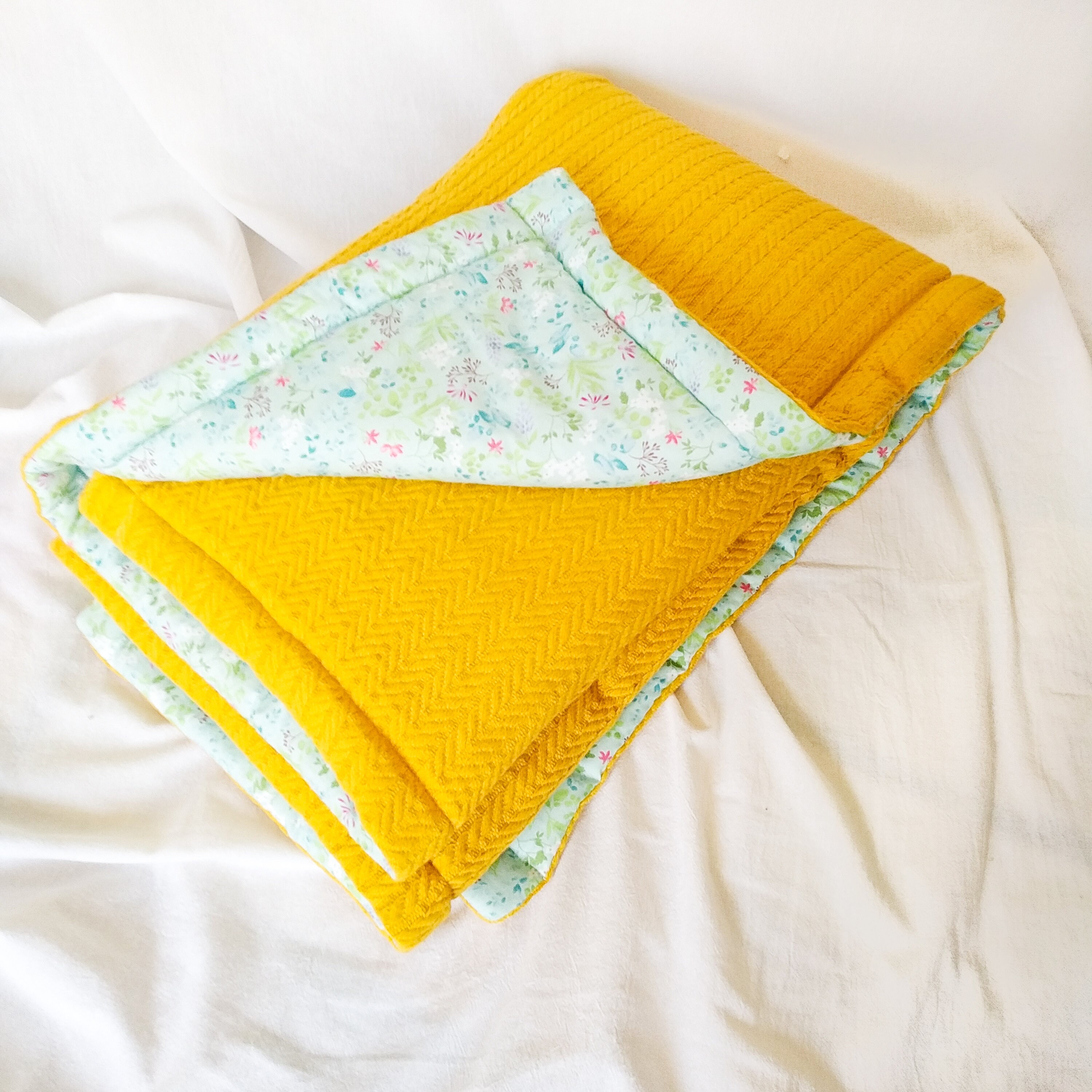 Yellow baby blanket cotton floral minky blanket. Swaddle Etsy