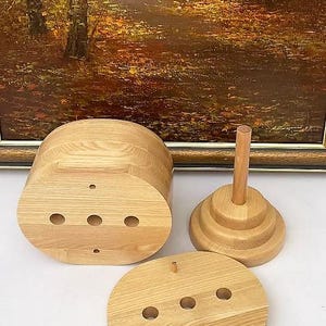Wooden Hat Block on Stand / Oval or Round Open Crown Hat Block / Hat ...