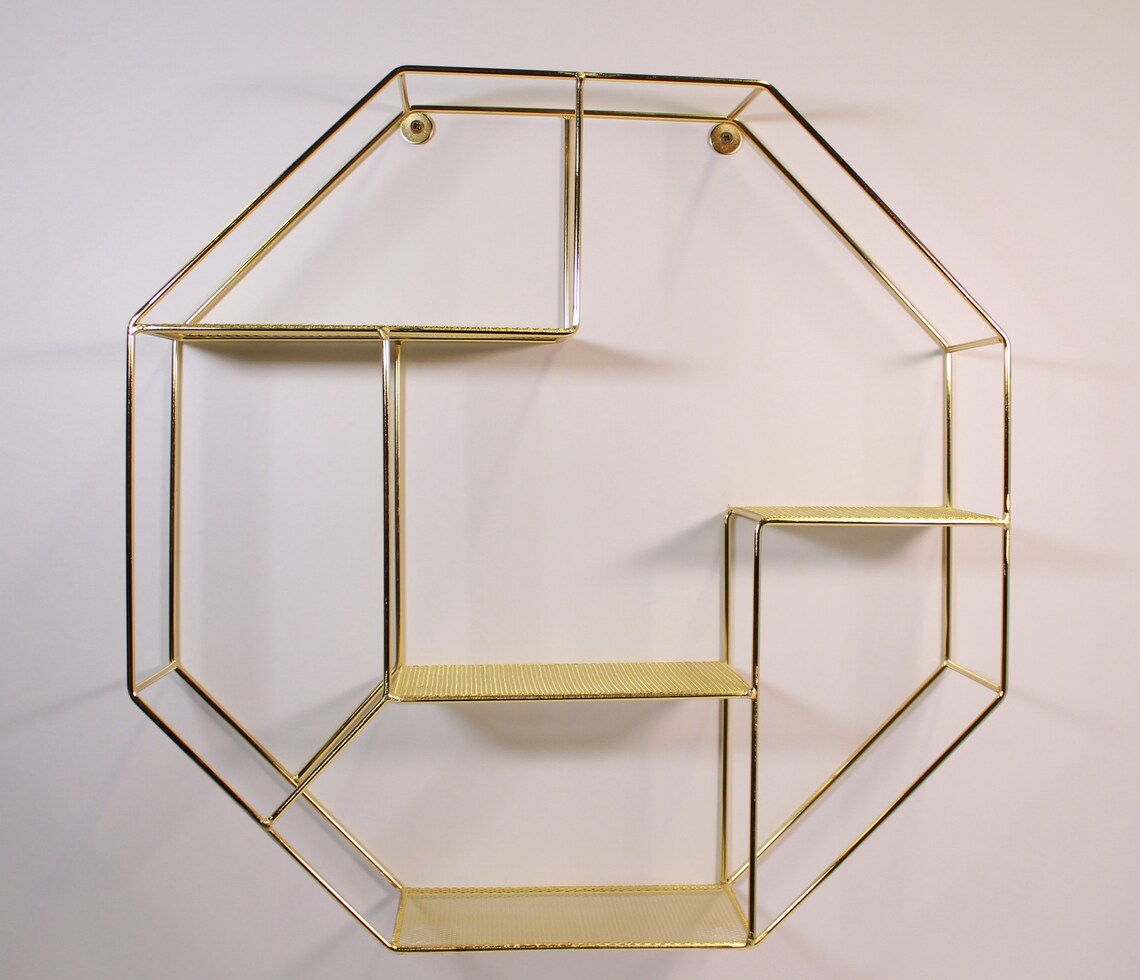 Octagon Wire Shelf 3 Various Colours Rose Gold Etsy