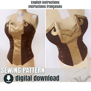 Sewing pattern, Pyrrha Nikkos corset, rwby, downloadable PDF  FR + EN