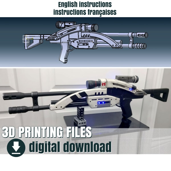 3D print file, M92 sniper rifle, model Mantis, from Mass Effect, STL file