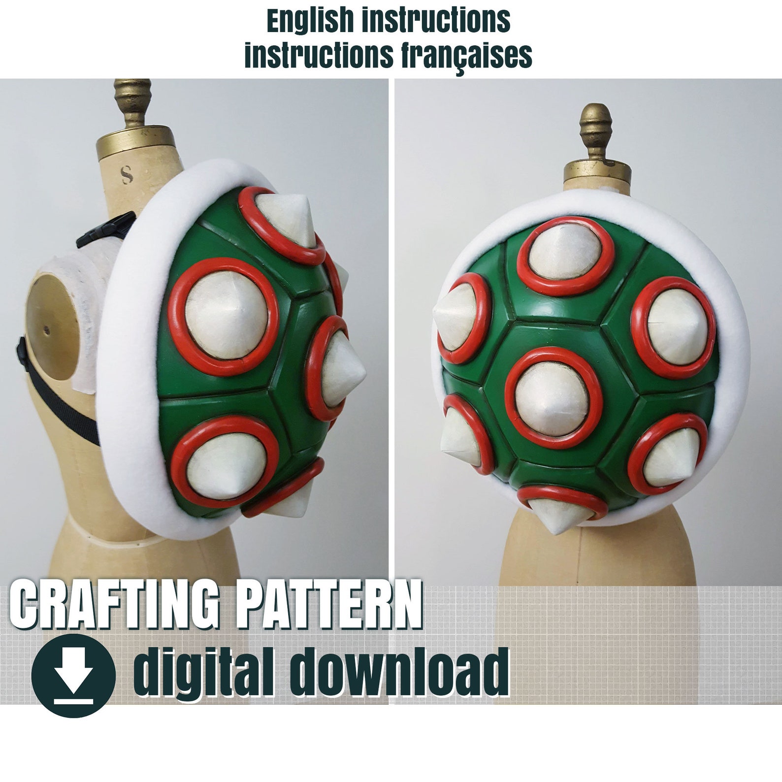 Eva Foam Pattern, Spike Turtle Shell, Mario, Downloadable PDF, FR + EN ...