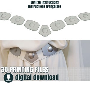 3D print file, Leia decorative belt plates, STL file - bonus belt pattern