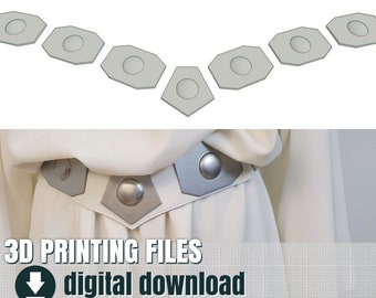 3D print file, Leia decorative belt plates, STL file - bonus belt pattern