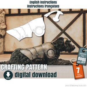 Crafting pattern, dog armor, downloadable PDF file, FR+EN