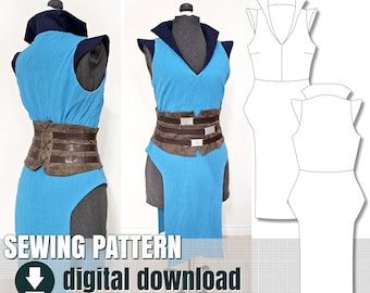 Sewing pattern, ranger tunic, downloadable PDF file, FR+EN