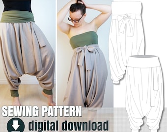 Sewing pattern, sarouel Pants/Jumpsuit, downloadable PDF  FR + EN