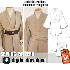 Sewing Pattern, Jedi Style tunic only, Downloadable PDF File  FR + EN