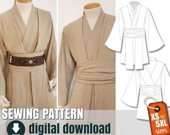 Sewing Pattern, Jedi Style tunic only, Downloadable PDF File  FR + EN